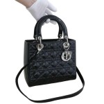 Dior Lady Dior Bag in Black Patent Cannage Leather