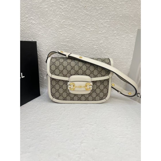 Gucci Horsebit 1955 Medium Shoulder Bag (White Leather)