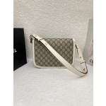 Gucci Horsebit 1955 Medium Shoulder Bag (White Leather)