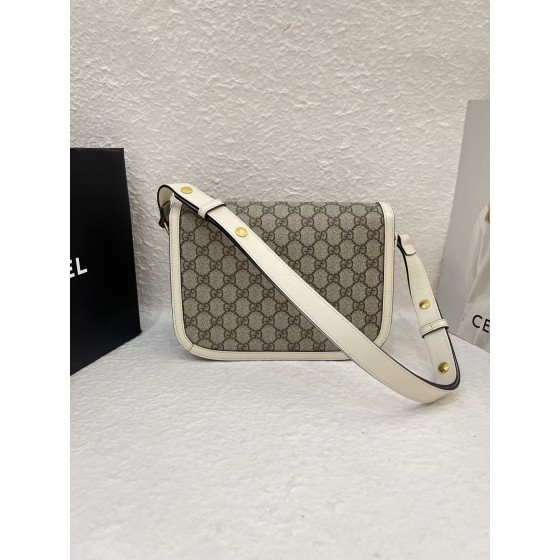 Gucci Horsebit 1955 Medium Shoulder Bag (White Leather)