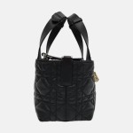 Small Dior Toujours Black Macrocannage Crinkled Calfskin Tote Bag