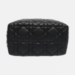 Small Dior Toujours Black Macrocannage Crinkled Calfskin Tote Bag