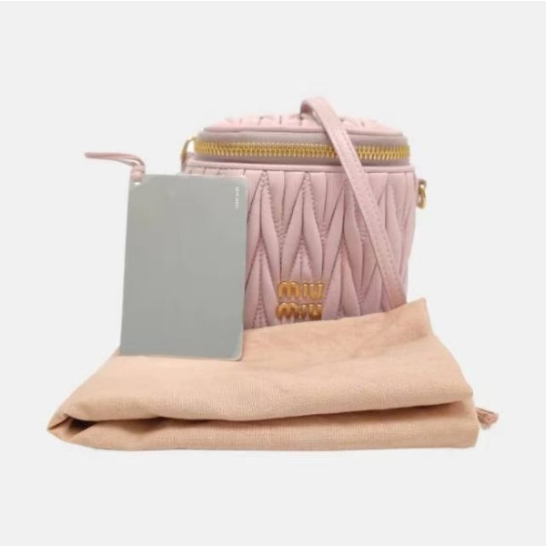 Miu Miu Matelassé Pink Nappa Leather Shoulder Bag