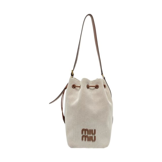 Miu Miu Canvas and Leather Bucket Bag