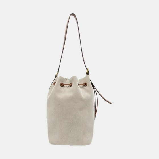 Miu Miu Canvas and Leather Bucket Bag