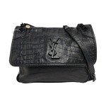 Saint Laurent Niki Medium Crocodile-Embossed Leather Shoulder Bag