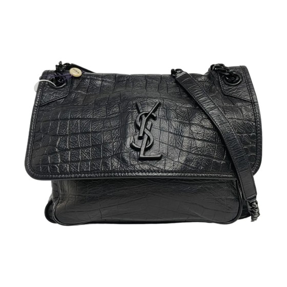 Saint Laurent Niki Medium Crocodile-Embossed Leather Shoulder Bag