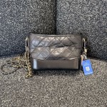 Chanel Gabrielle de Chanel Small Hobo Bag in Black Crumpled Calfskin