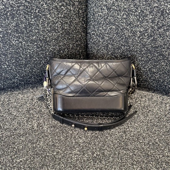 Chanel Gabrielle de Chanel Small Hobo Bag in Black Crumpled Calfskin