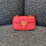 Gucci GG Marmont Mini Shoulder Bag with Heart Motif in Red Quilted Leather