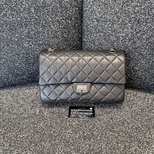 Chanel 2.55 Reissue Flap Bag in Black Distressed Calfskin