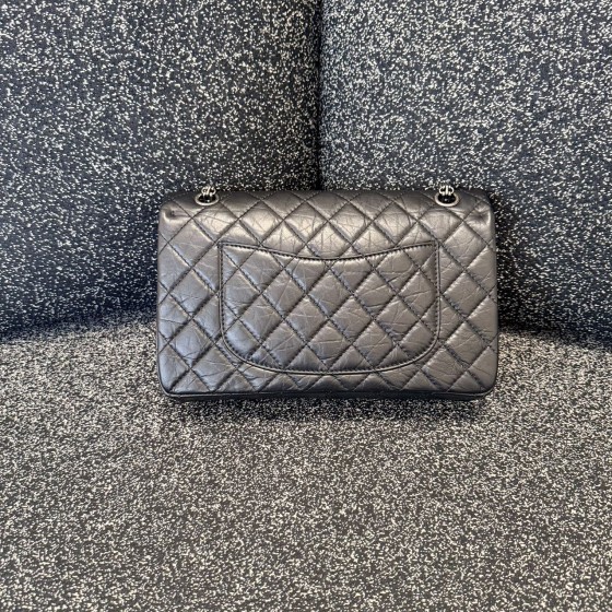 Chanel 2.55 Reissue Flap Bag in Black Distressed Calfskin