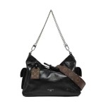 Louis Vuitton CARRYALL MM Hobo Bag in Black Soft Grained Calfskin