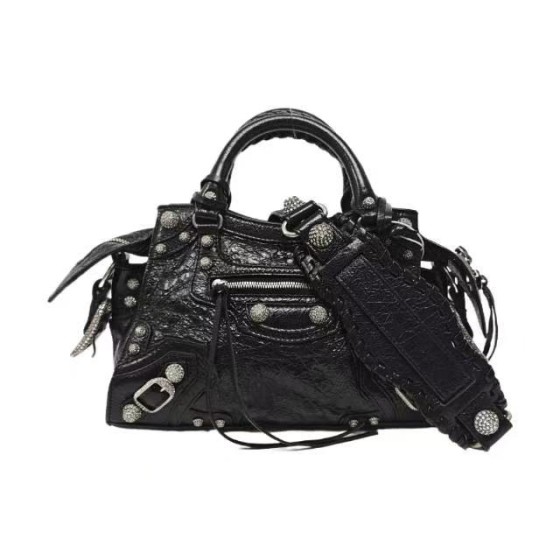 Balenciaga Classic City Handbag in Black Distressed Agneau Leather