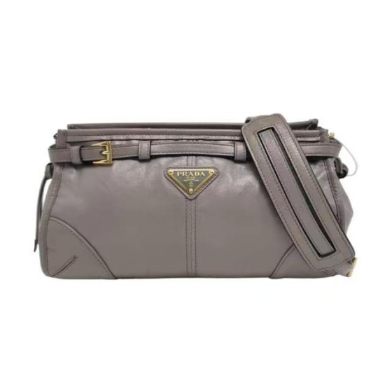 Prada Bonnie (Soft Lux) Small Gray Calfskin Shoulder Bag