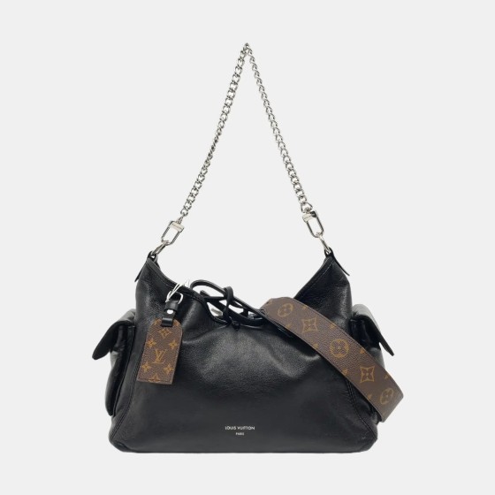 LOUIS VUITTON CARRYALL CARGO小号黑色羊皮老花单肩包