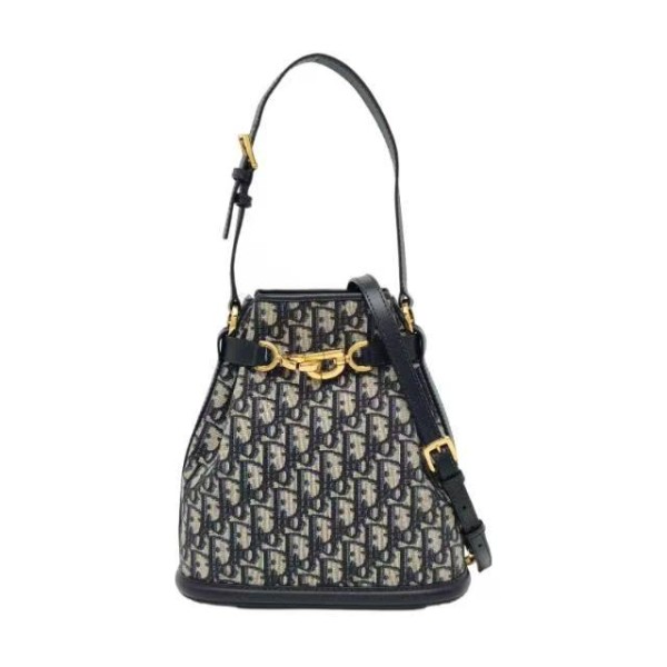 DIOR C'Est Dior中号蓝色帆布老花提花单肩包