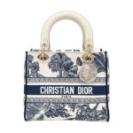 DIOR Lady Dior深蓝色帆布单肩包戴妃包