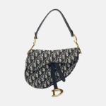 DIOR Saddle中号蓝色帆布老花提花单肩包