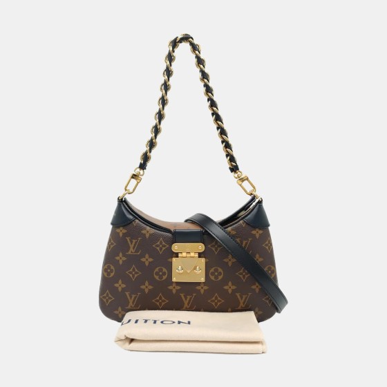 LOUIS VUITTON TWINNY棕色涂层帆布老花单肩包新牛角
