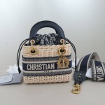 迪奥 迷你 Lady Dior 藤编水桶包