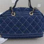 Chanel Denim Stitched Quilted Bowling Bag