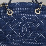 Chanel Denim Stitched Quilted Bowling Bag