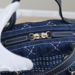 Chanel Denim Stitched Quilted Bowling Bag