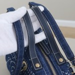 Chanel Denim Stitched Quilted Bowling Bag