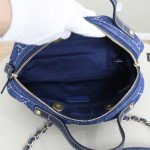 Chanel Denim Stitched Quilted Bowling Bag