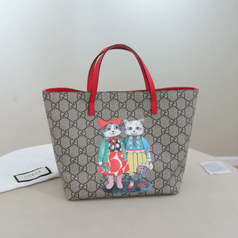 Gucci x Yuko Higuchi Children's GG Supreme Cat Print Tote Bag