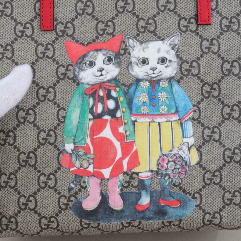 Gucci x Yuko Higuchi Children's GG Supreme Cat Print Tote Bag