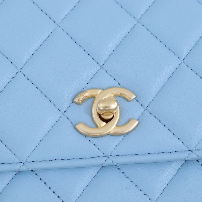Chanel Classic Quilted Lambskin Wallet On Chain with Adjustable Gold Pearl Ball