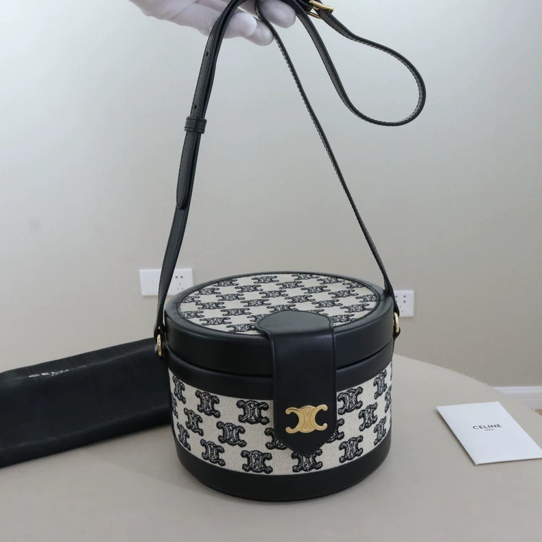 Celine Medium Tambour Bag in Triomphe Canvas