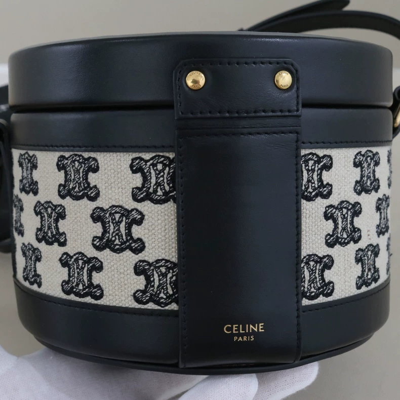 Celine Medium Tambour Bag in Triomphe Canvas