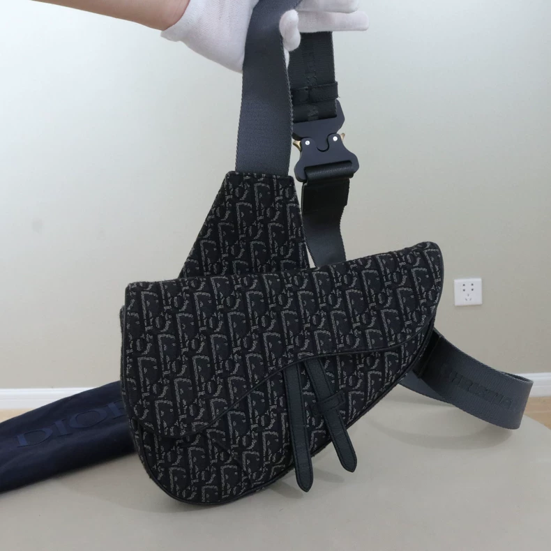 Dior Saddle Belt Bag Oblique Jacquard Black