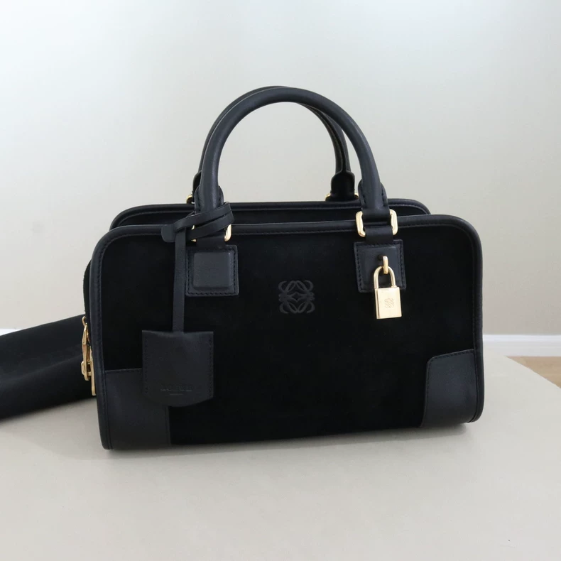 LOEWE Amazona 28 Suede Top Handle Bag