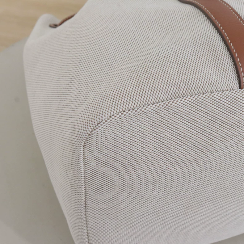 Miu Miu Logo Canvas & Leather Drawstring Bucket Bag