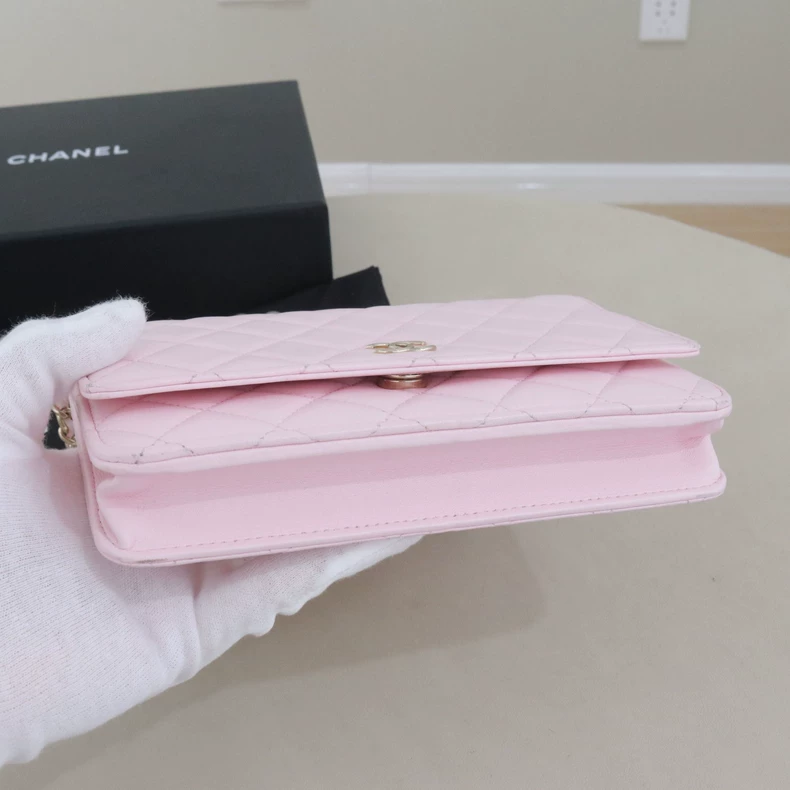 Chanel Lambskin Quilted CC Pearl Crush Wallet on Chain