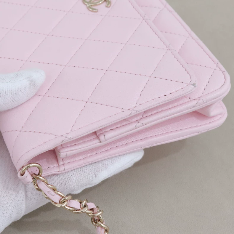 Chanel Lambskin Quilted CC Pearl Crush Wallet on Chain