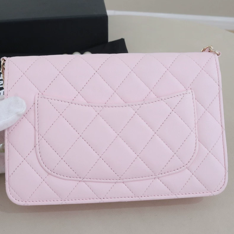 Chanel Lambskin Quilted CC Pearl Crush Wallet on Chain